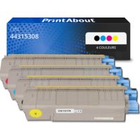 Toner compatible OKI 44315308 - 4 couleurs - Multipack