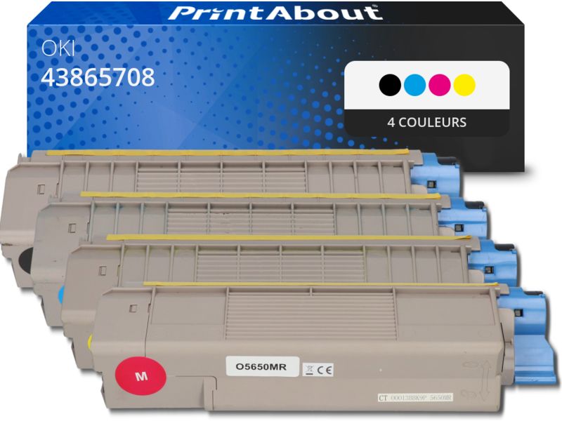 Toner compatible OKI 43865708 - 4 couleurs - Multipack