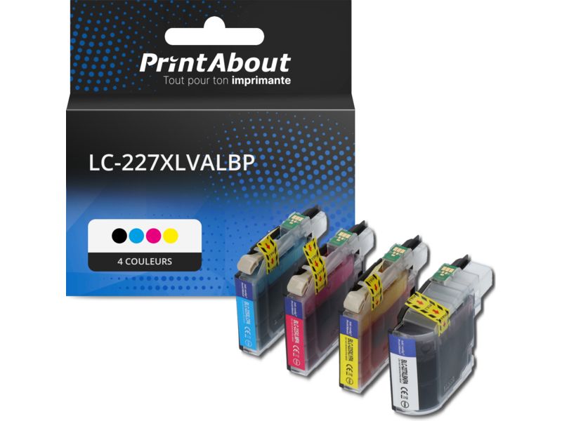 Cartouche compatible Brother LC-227XLVALBP - 4 couleurs - Grande capacité - Multipack
