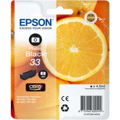 Epson 33 (C13T33414012) - Noir photo - Cartouche d'encre