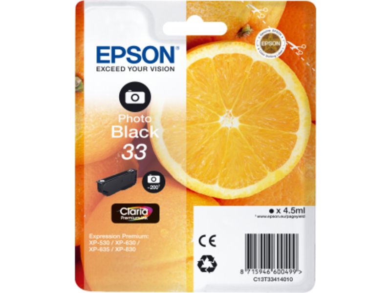 Epson 33 (C13T33414012) Inktcartridge Foto-zwart