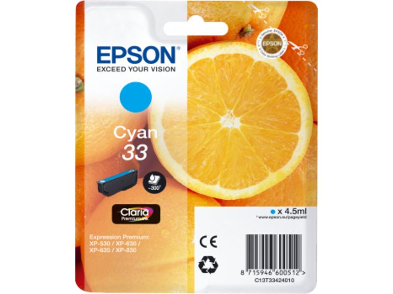 Epson 33 (C13T33424012) Inktcartridge Cyaan