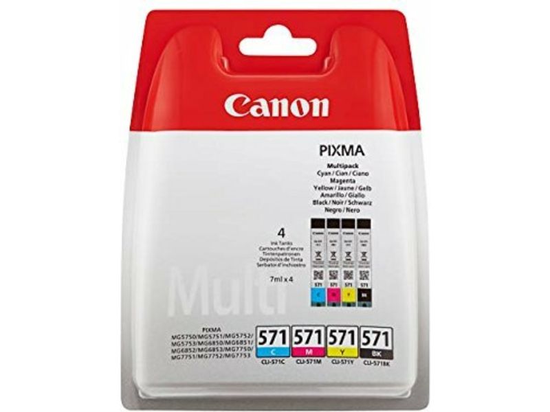 Canon CLI-571 C/M/Y/BK Value Pack - Pack de 4 - 7 ml - noir, jaune, cyan, magenta - originale - réservoir d'encre - pour PIXMA TS5051, TS5053, TS5055, TS6050, TS6051, TS6052, TS8051, TS8052...