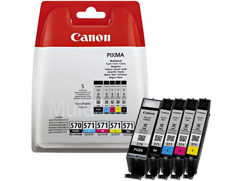 Cartouches D'encre Compatibles Canon PGI-570 CLI-571 - Lot Noir/Cyan/Magenta/Jaune, Marque Tcsink - Neuf