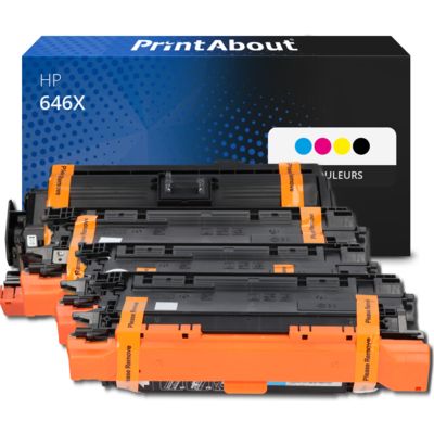Toner compatible HP 646X (CE264X) - 4 couleurs - Grande capacité - Multipack