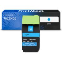 Toner compatible Lexmark 70C2HC0 (702HC) - Cyan - Grande capacité