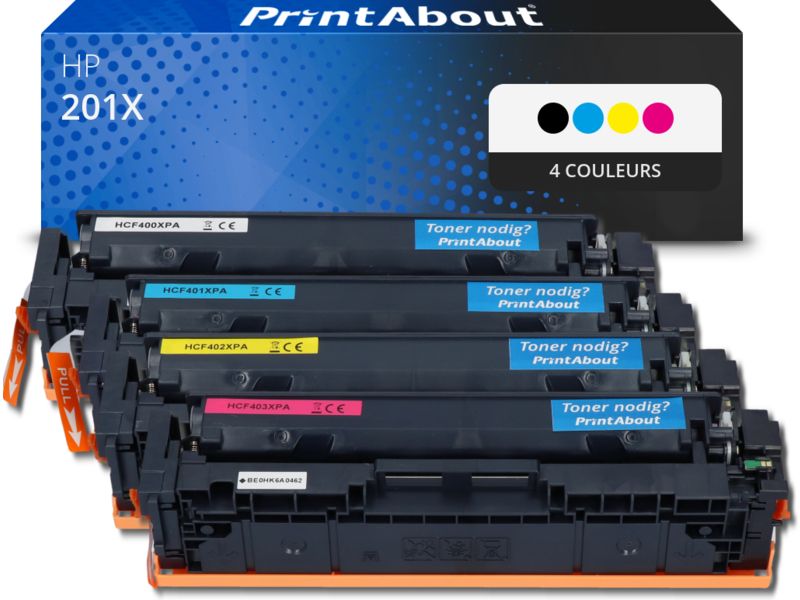Toner compatible HP 201X (CF400X) - 4 couleurs - Grande capacité - Multipack
