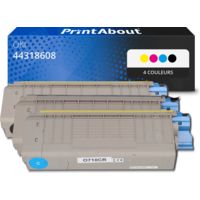 Toner compatible OKI 44318608 - 4 couleurs - Multipack