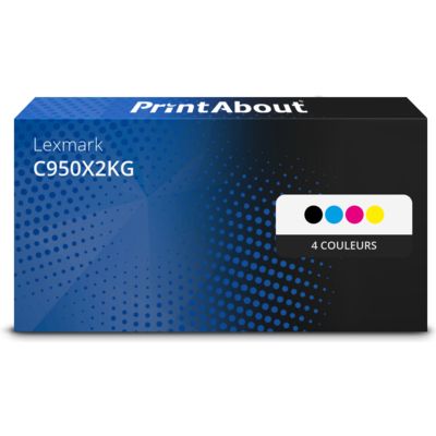 Toner compatible Lexmark C950X2KG - 4 couleurs - Très grande capacité - Multipack