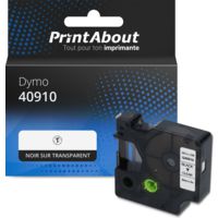 Ruban compatible Dymo 40910 (S0720670) - (9 mm) - Noir sur transparent