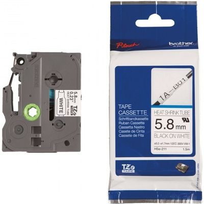 Brother HSE-211 - (5,8 mm) - Noir sur blanc - Ruban