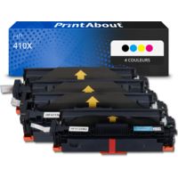 Toner compatible HP 410X (CF410X) - 4 couleurs - Grande capacité - Multipack