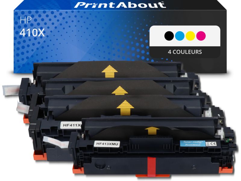 Toner compatible HP 410X (CF410X) - 4 couleurs - Grande capacité - Multipack