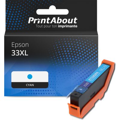 Cartouche compatible Epson 33XL (C13T33624012) - Cyan - Grande capacité