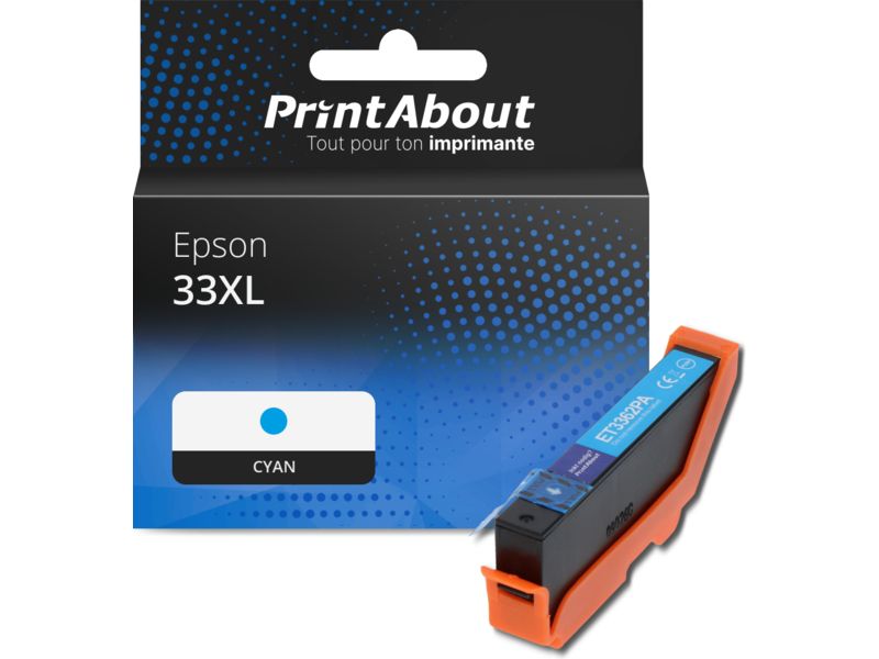Cartouche compatible Epson 33XL (C13T33624012) - Cyan - Grande capacité