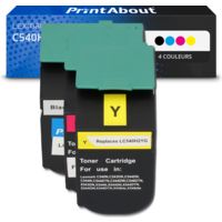 Toner compatible Lexmark C540H1KG - 4 couleurs - Grande capacité - Multipack