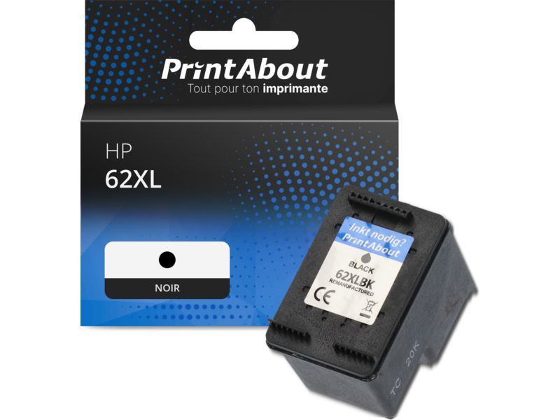 Cartouche compatible HP 62XL (C2P05AE) - Noir - Grande capacité