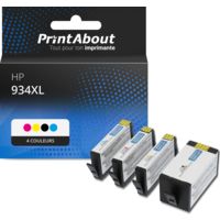 Cartouche compatible HP 934/935XL (X4E14AE) - 4 couleurs - Grande capacité - Multipack