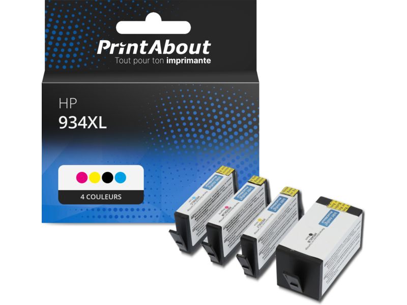 Cartouche compatible HP 934/935XL (X4E14AE) - 4 couleurs - Grande capacité - Multipack