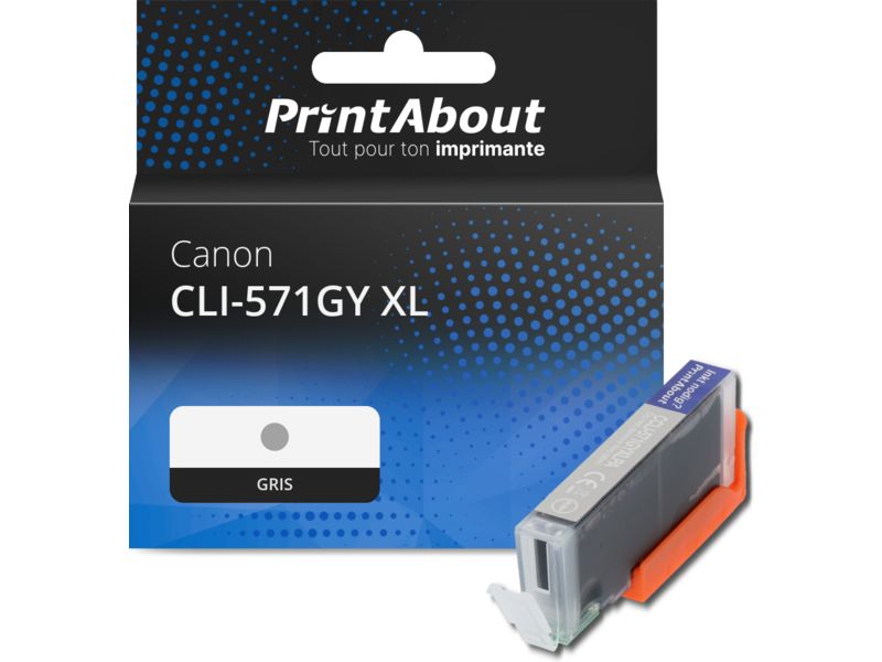 Cartouche compatible Canon CLI-571GY XL - Gris - Grande capacité
