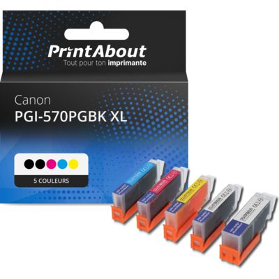 Cartouche compatible Canon PGI-570 XL / CLI-571 XL PGBK/C/M/Y/BK - 5 couleurs - Grande capacité - Multipack