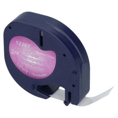 Ruban compatible Dymo 12267 (S0721530) - (12 mm) - Noir sur transparent