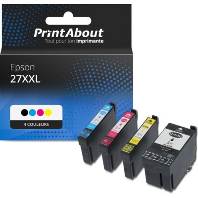 Cartouche compatible Epson 27XXL (T2791/12/13/144010) - 4 couleurs - Grande capacité - Multipack
