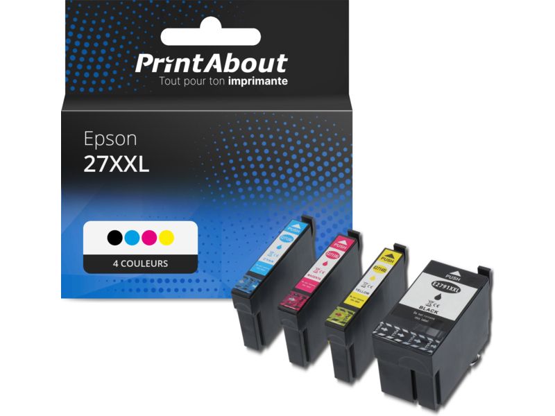 Cartouche compatible Epson 27XXL (T2791/12/13/144010) - 4 couleurs - Grande capacité - Multipack