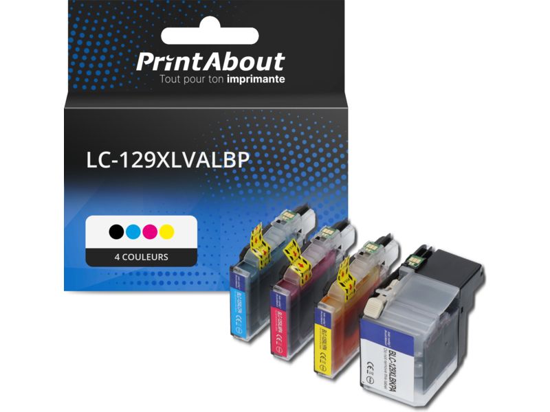 Cartouche compatible Brother LC-129XLVALBP - 4 couleurs - Grande capacité - Multipack
