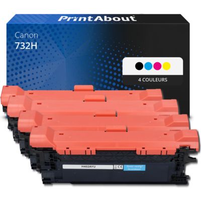 Toner compatible Canon 732H  - 4 couleurs - Grande capacité - Multipack