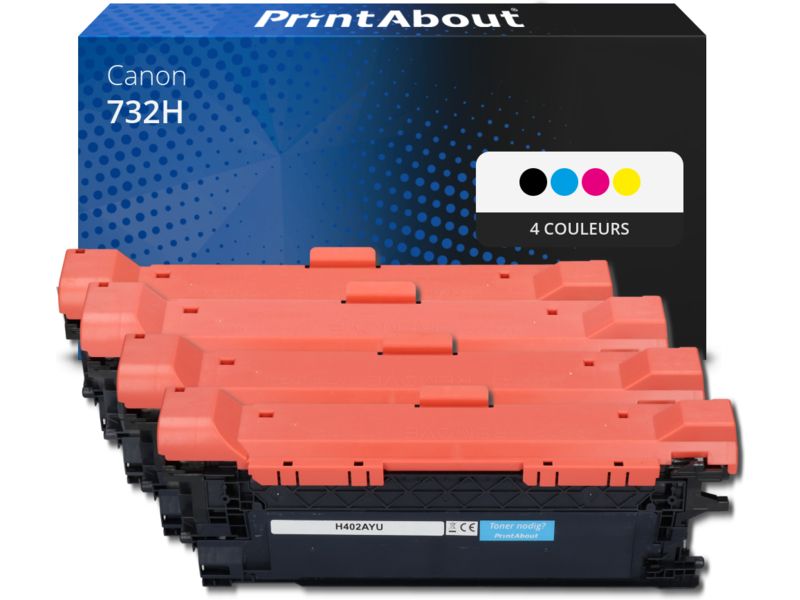 Toner compatible Canon 732H - 4 couleurs - Grande capacité - Multipack