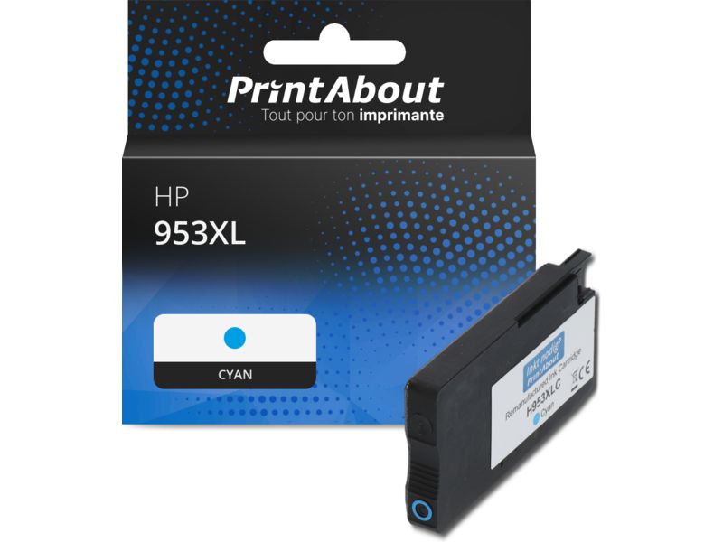 Cartouche compatible HP 953XL (F6U16AE) - Cyan - Grande capacité
