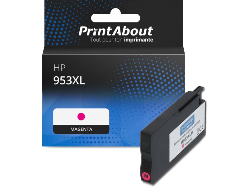 Cartouche compatible HP 953XL (F6U17AE) - Magenta - Grande capacité