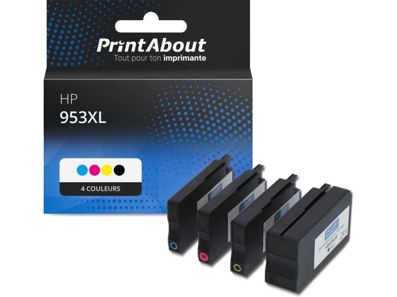 Cartouche compatible HP 953XL (3HZ52AE) - 4 couleurs - Grande capacité - Multipack