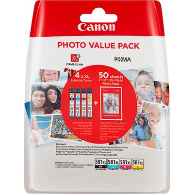 Canon CLI-581XL C/M/Y/BK photo value pack - 4 couleurs - Cartouche d'encre - Grande capacité - Multipack