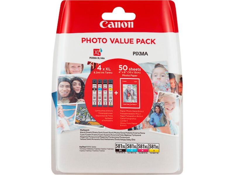 Canon CLI-581XL C/M/Y/BK photo value pack Inktcartridge 4-kleuren Multipack Hoge capaciteit