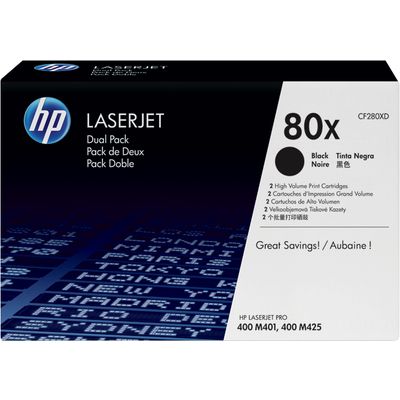Toner HP 80XD (CF280XD) 2x noir haute capacité - Multipack