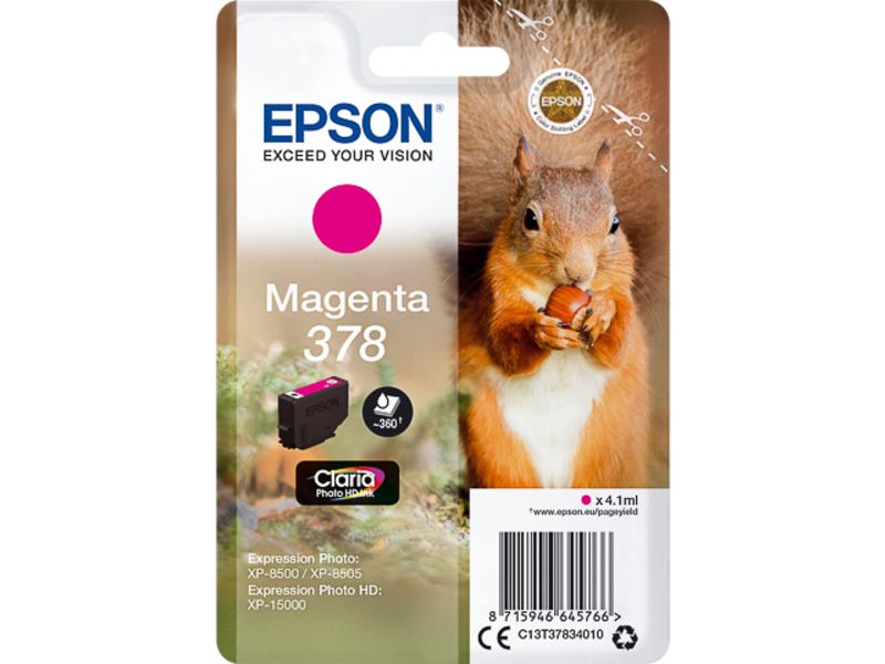 Epson 378 - 4.1 ml - magenta - original - blister - cartouche d'encre - pour Expression Home XP-8605, 8606; Expression Home HD XP-15000; Expression Photo XP-8505, 8700
