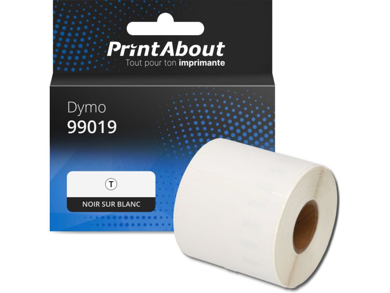 Étiquette compatible Dymo 99019 (S0722480) - (59 mm x 190 mm) - Noir sur blanc