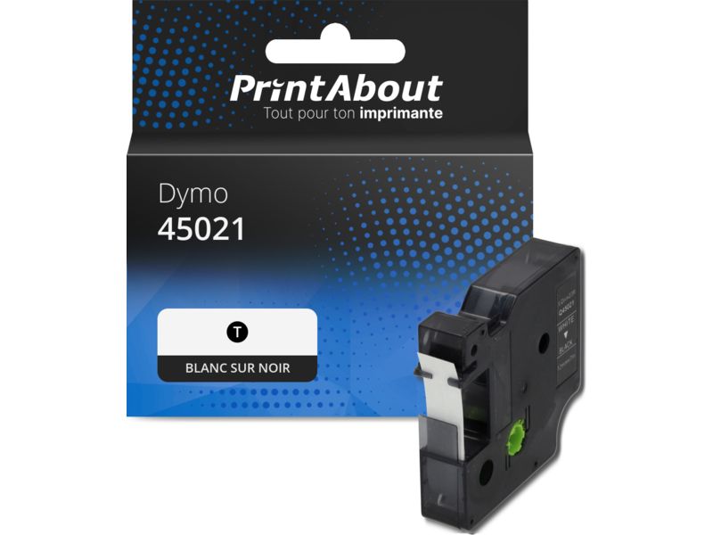 Ruban compatible Dymo 45021 (S0720610) - (12 mm) - Blanc sur noir