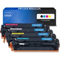 Toner compatible Canon 045H - 4 couleurs - Grande capacité - Multipack
