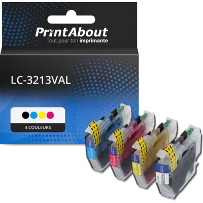 Cartouche compatible Brother LC-3213VAL - 4 couleurs - Grande capacité - Multipack