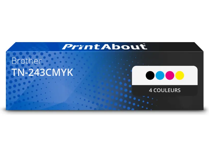 Lot De 4 Toners Compatibles Brother TN243 - Noir, Cyan, Magenta, Jaune - Marque QUALITONER