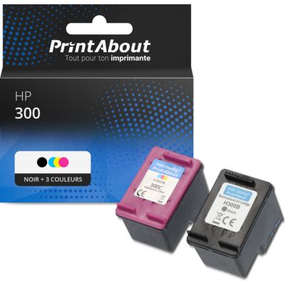 Cartouche compatible HP 300 (CN637EE) - Noir + 3 couleurs - Multipack