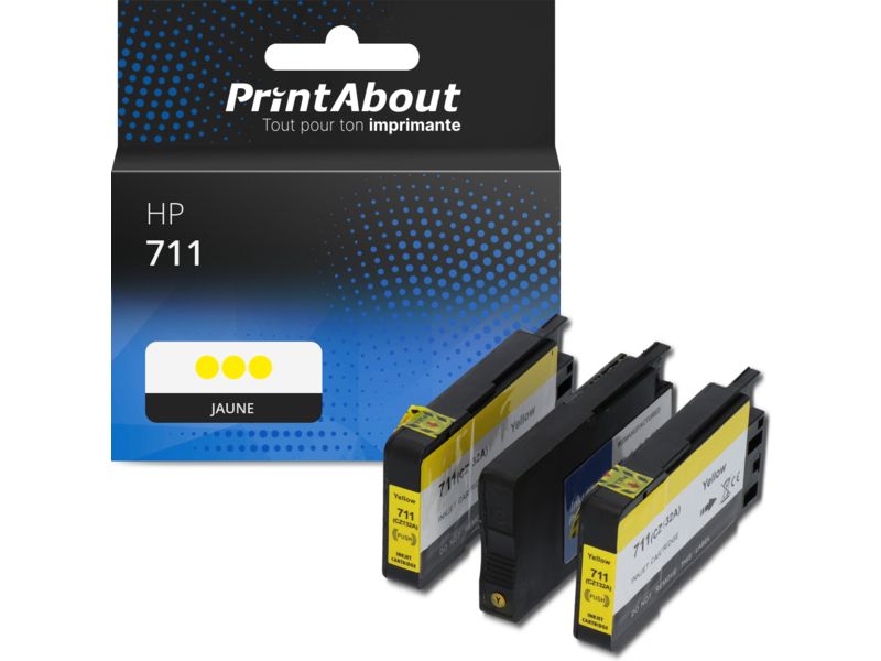 Cartouche compatible HP 711 (CZ136A) - 3x Jaune - Multipack