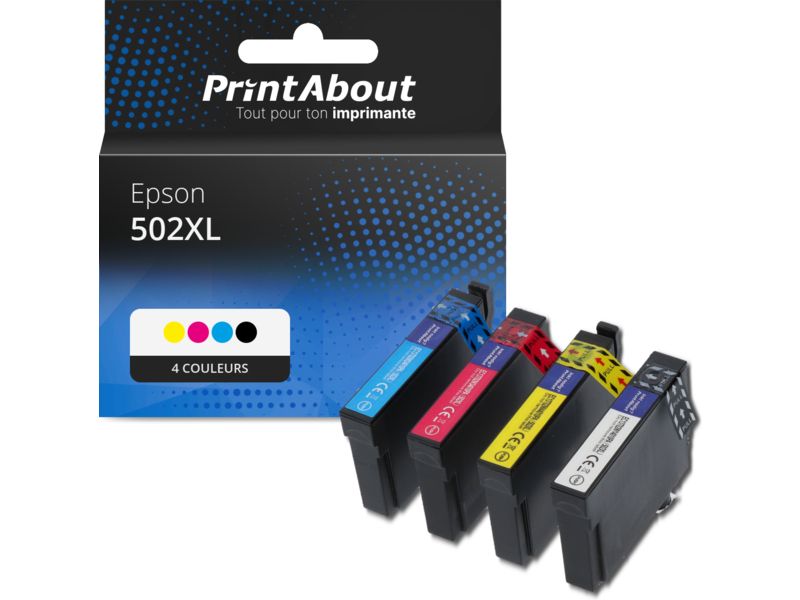 Cartouche compatible Epson 502XL (C13T02W64010) - 4 couleurs - Grande capacité - Multipack