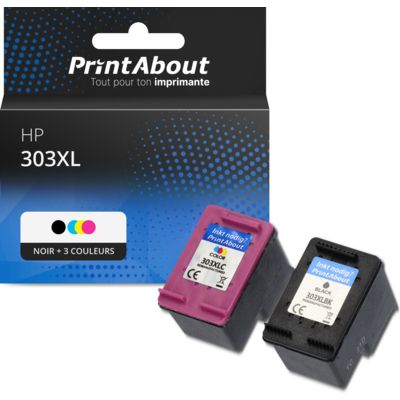 Cartouche compatible HP 303XL (3YN10AE) - Noir + 3 couleurs - Grande capacité - Multipack