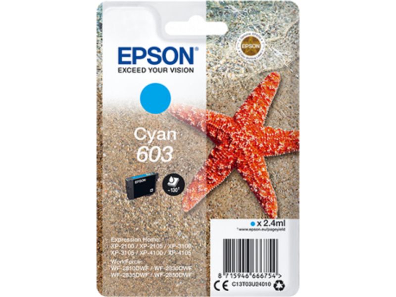 Epson 603 (C13T03U24010) Inktcartridge Cyaan