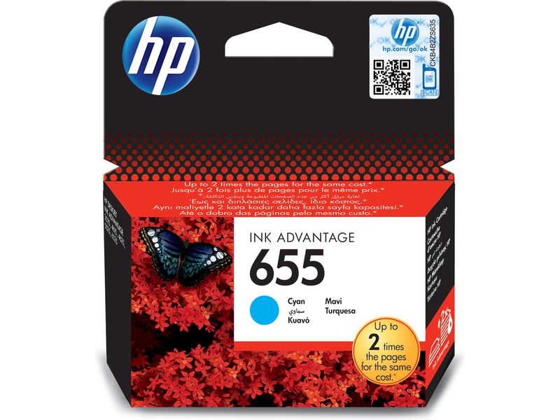 HP 655 - Cyan - original - Ink Advantage - cartouche d'encre - pour Deskjet Ink Advantage 3525, Ink Advantage 46XX, Ink Advantage 5525, Ink Advantage 6525