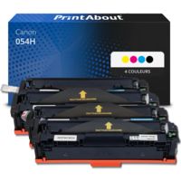 Toner compatible Canon 054H - 4 couleurs - Grande capacité - Multipack